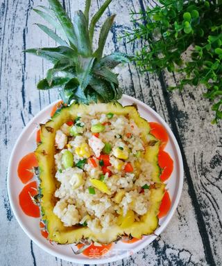 菠萝两吃—“菠萝炒饭、菠萝糯米饭”的做法步骤:4