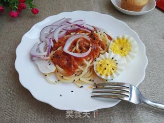 洋葱鸡蛋肉酱意面的做法步骤:8