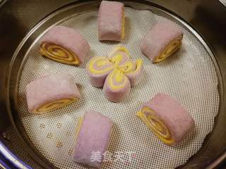 紫薯南瓜双色卷的做法步骤:12