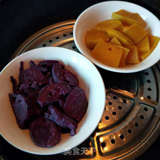 南瓜紫薯双色千层的做法步骤:3