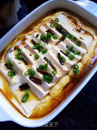 葱油豆腐蒸蛋的做法步骤:7