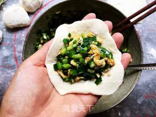 烫面韭菜鸡蛋馅饼的做法步骤:6