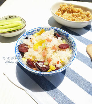 腊肠炒饭的做法步骤:11