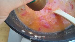 番茄猪肝糯米粉浓汤的做法步骤:9
