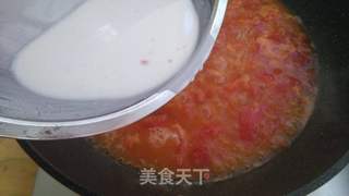 番茄猪肝糯米粉浓汤的做法步骤:8