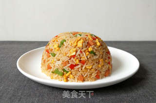双椒火腿蛋炒饭的做法步骤:8