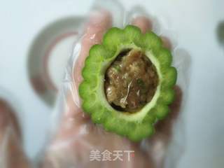 肉酿苦瓜圈的做法步骤:8