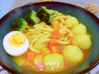 日式咖喱鱼丸乌冬面的做法步骤:9