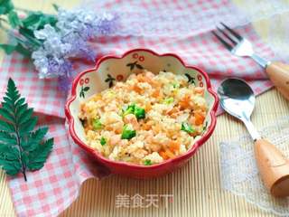 【宝宝辅食】三文鱼耳光炒饭的做法步骤:12