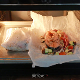 包烘什锦三文鱼的做法步骤:15