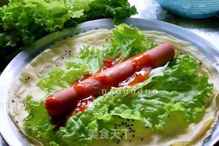 快手早餐蛋饼卷的做法步骤:12