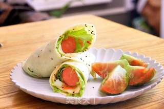 快手早餐蛋饼卷的做法步骤:13