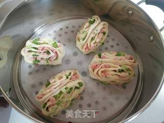 葱花火腿花卷的做法步骤:11