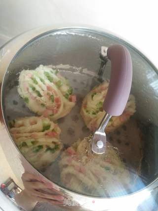 葱花火腿花卷的做法步骤:12