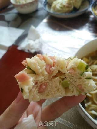 葱花火腿花卷的做法步骤:14