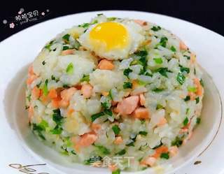 三文鱼韭菜炒饭#快手小炒菜#的做法步骤:13
