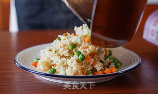 时蔬松茸炒饭的做法步骤:4