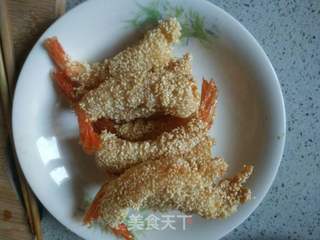 双色芝麻高升虾的做法步骤:15