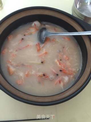 鲜虾干鱿瘦肉粥的做法步骤:9