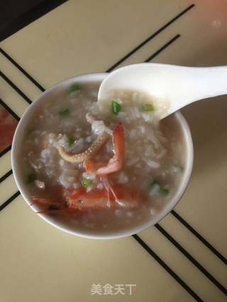 鲜虾干鱿瘦肉粥的做法步骤:11