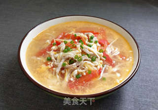 金针菇蕃茄肉丝汤的做法步骤:7