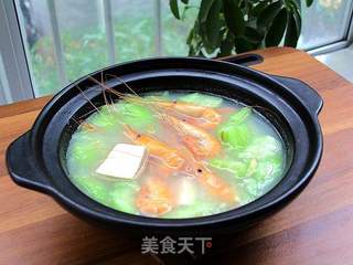鲜虾豆腐丝瓜汤的做法步骤:4