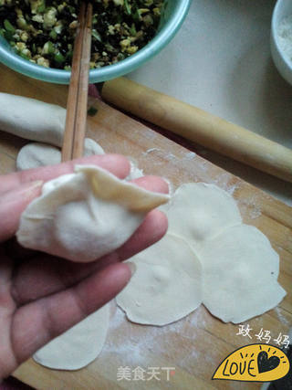 海米韭菜素饺子的做法步骤:9