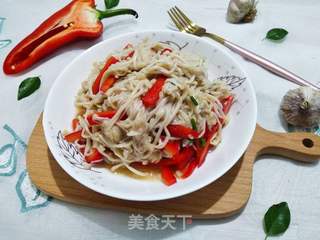 红椒拌金针菇的做法步骤：15