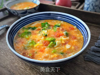 番茄鸡蛋疙瘩汤的做法步骤:13