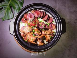 【兔子爱厨房·中秋家宴】砂锅腊味饭的做法步骤:7