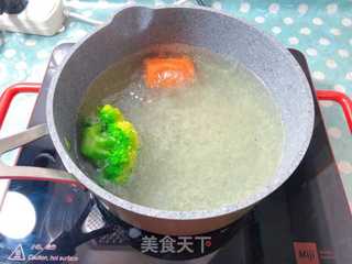 干贝杂蔬双色粥的做法步骤:5
