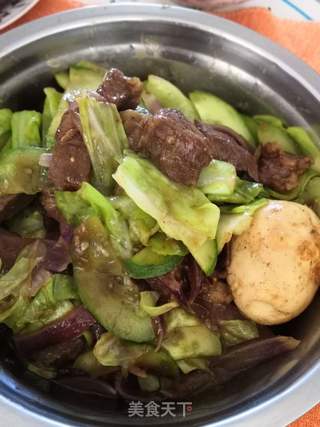 电压力锅~圆白菜炒牛肉条的做法步骤:9
