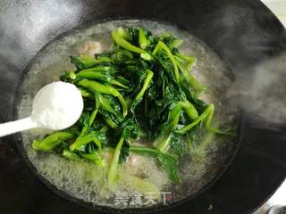 小油菜鲜蘑肉圆汤的做法步骤:16