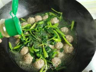 小油菜鲜蘑肉圆汤的做法步骤:17