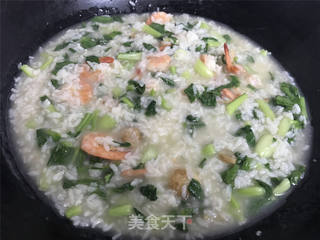 明虾菜粥的做法步骤:8
