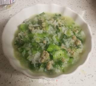 油菜肉末粥的做法步骤:7