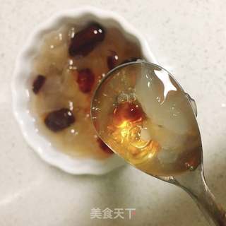 皂角米桃胶炖银耳的做法步骤:9