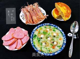 扇贝茼蒿胡萝卜米粥#粥#的做法步骤:14