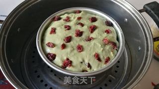 酸酸甜甜不用揉面的蔓越莓青汁发糕的做法步骤:5