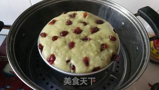 酸酸甜甜不用揉面的蔓越莓青汁发糕的做法步骤:6