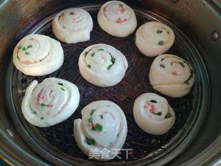 火腿香葱花卷的做法步骤:12