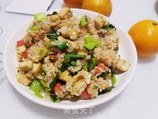 “豆腐”豆腐青菜炒米的做法步骤：7