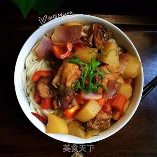 鸡块土豆拌面的做法步骤:13