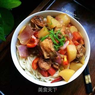 鸡块土豆拌面的做法步骤：14