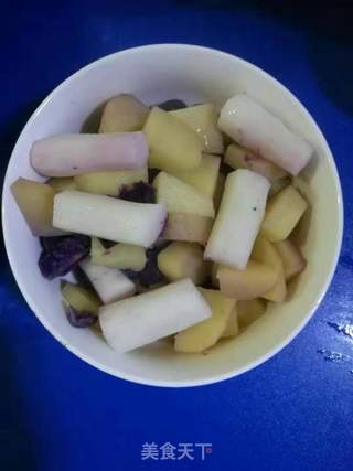 山药紫薯米饼的做法步骤:3