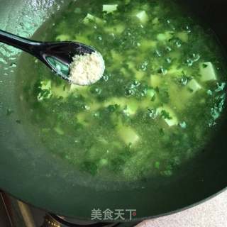 青菜虾仁豆腐羹的做法步骤：9