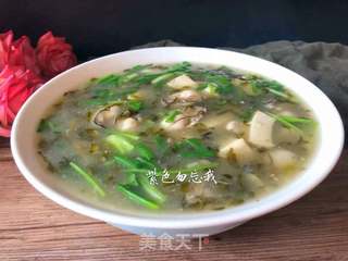 酸菜海蛎豆腐羹的做法步骤：10