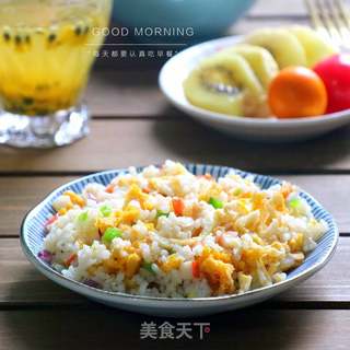 蟹棒鸡蛋炒饭的做法步骤:12