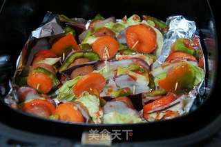 什蔬黑椒牛肉香肠烤串的做法步骤:6
