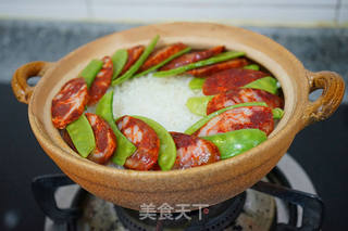 美食节腊肠荷兰豆煲仔饭的做法步骤:8